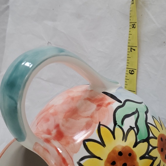 Hand Painted Sunflower Pitcher Portugal Neuwirth Brand Artist Signed 6-7" - Picture 9 of 10